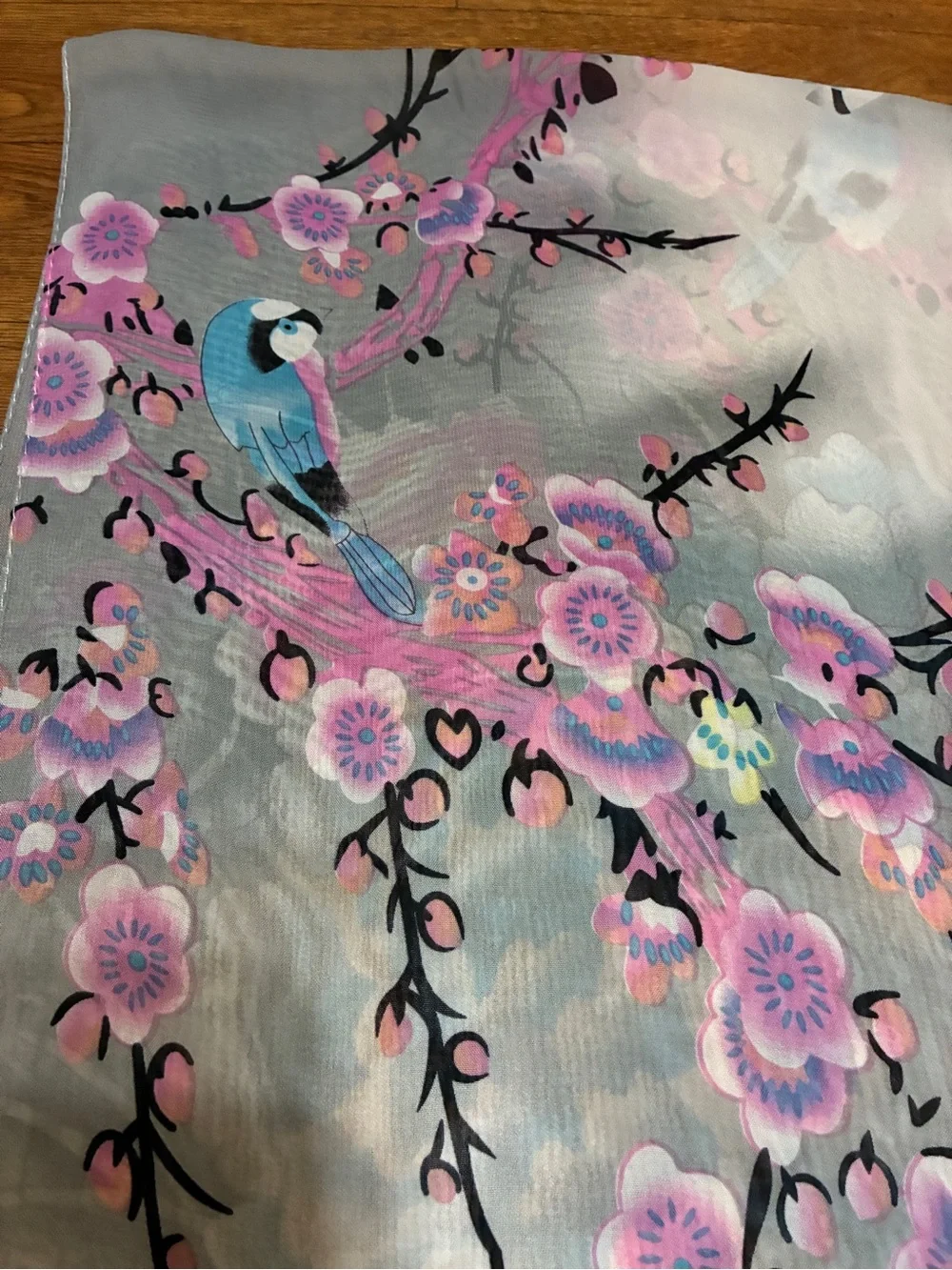 Women’s Blue & Pink Bird-Print Scarf